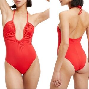 NEW Good American Leilani Halter One Piece Bathing Suit Swimsuit Size M